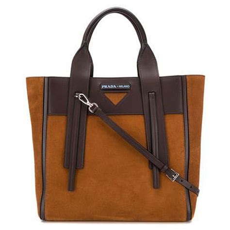 prada ouverture tote suede medium brown|Prada.